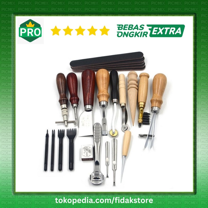 

Set Peralatan Seni DIY Kulit 18in1 Leather Craft Stitching Sewing Tool