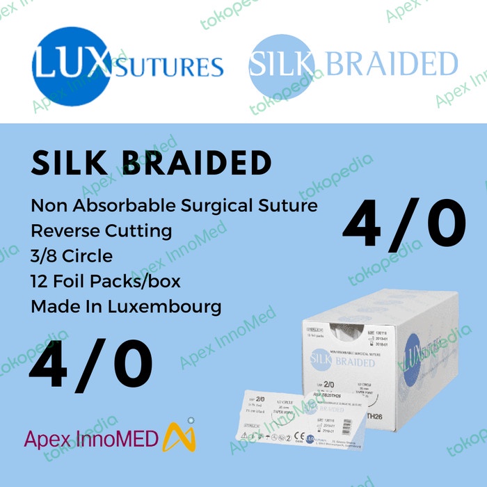 

BENANG JAHIT - LUXSUTURE - SILK BRAIDED 4/0 REVERSE CUTTING