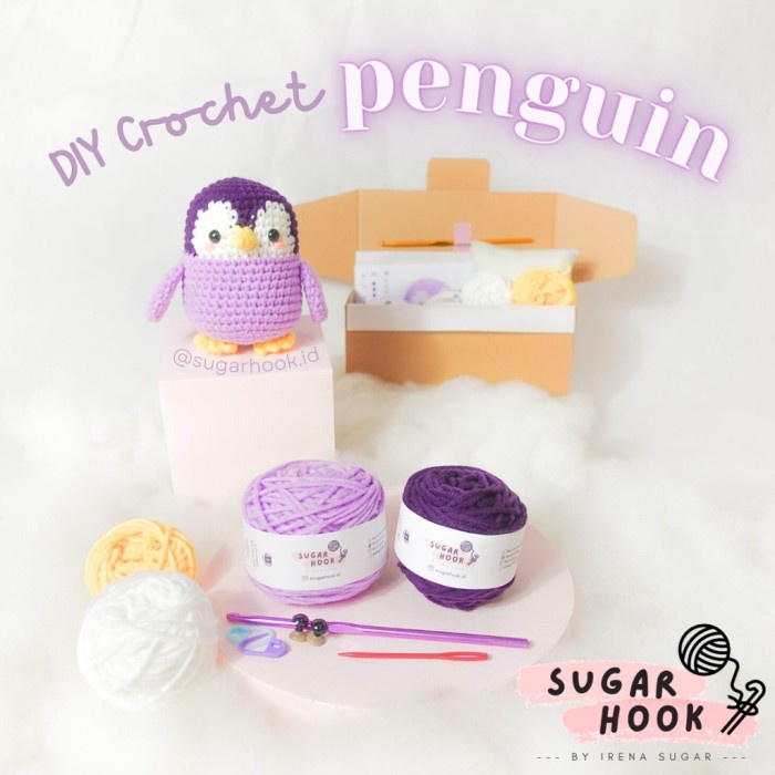 Terlaris DIY Crochet Penguin Kit Amigurumi Boneka Rajut Penguin