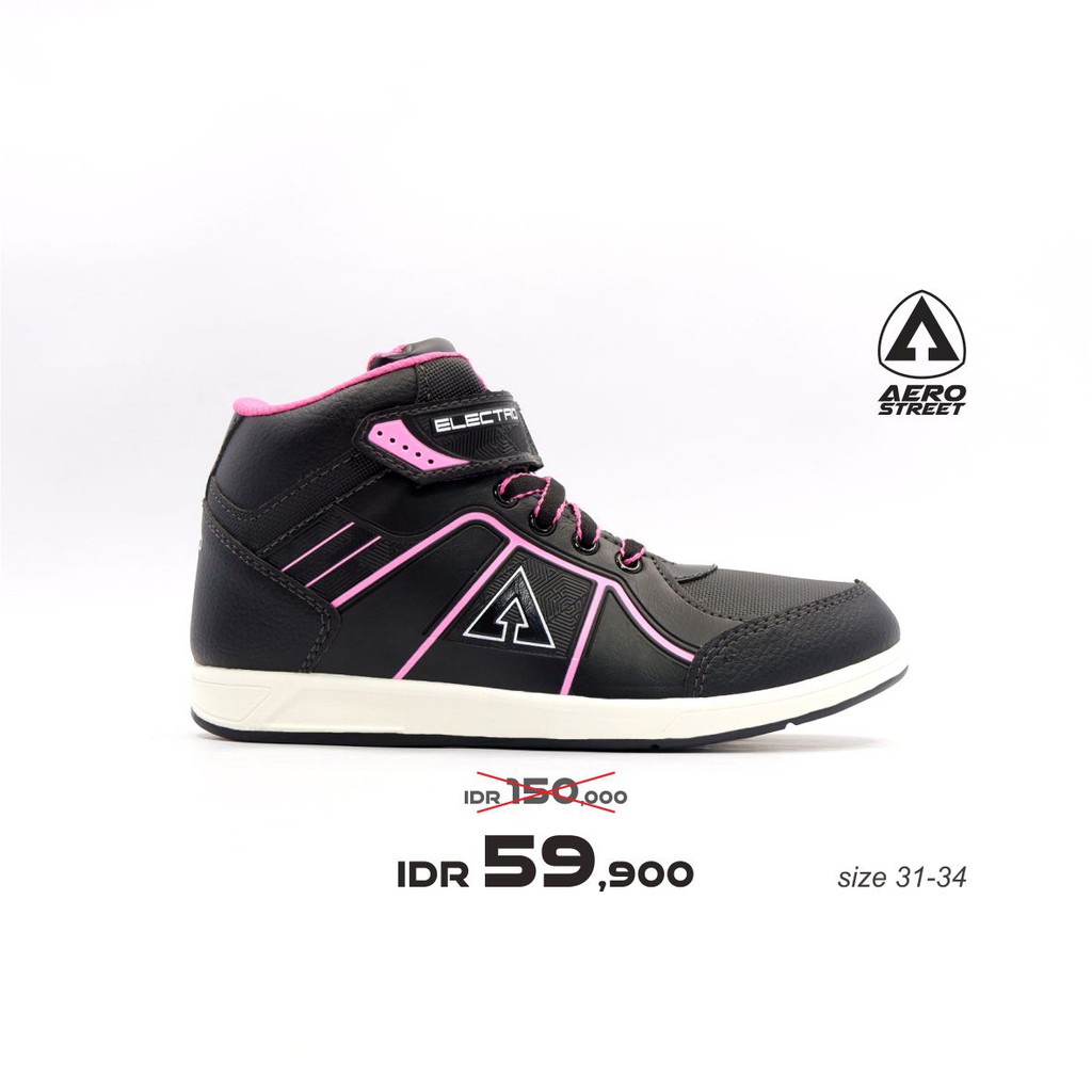 Aerostreet 31-34 Electro Black Pink - Sepatu Sneakers Casual Sport Sekolah Pria Wanita Aero Street