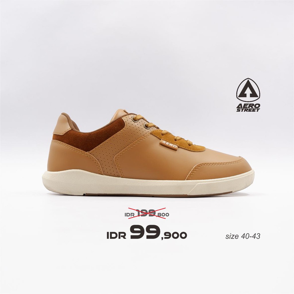 Aerostreet 40-43 Arthur Coklat Muda - Sepatu Sneakers Casual Sport Sekolah Pria Wanita Aero Street