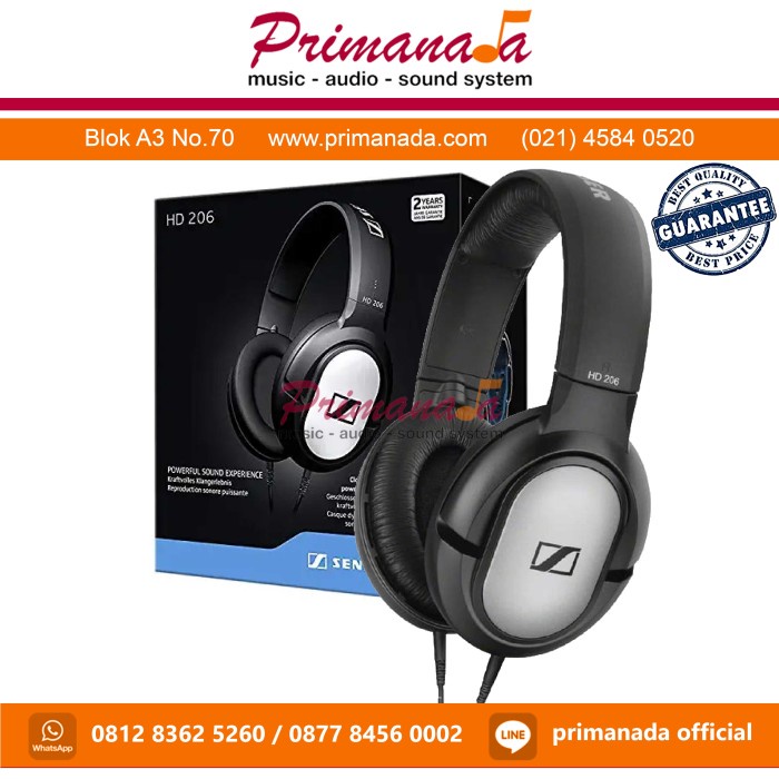 SENNHEISER HD 206 OVER EAR HEADPHONES HD206 ORIGINAL GARANSI RESMI