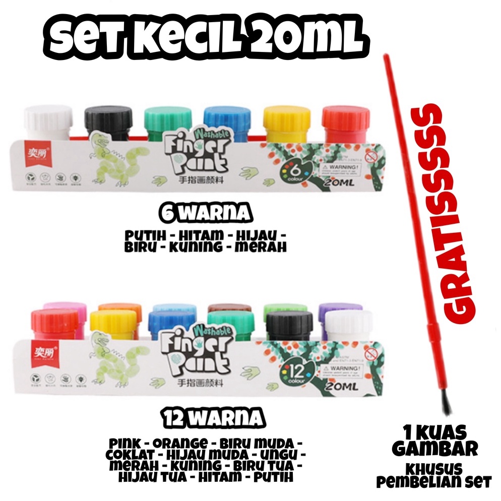 

❊#Sale✲ TERMURAH Washable Finger Paint / Cat Warna No Toxic / Hand Painting Khusus Anak / Cat Bisa Dihapus Tembok Baju Bahan Kain H46