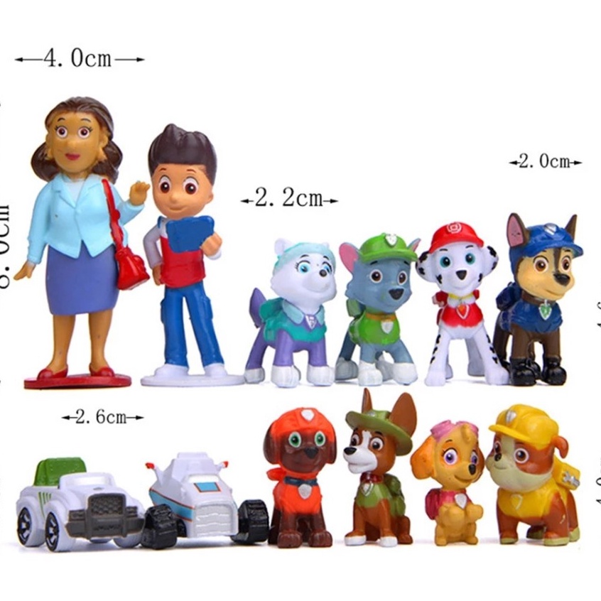 ★★★ QWg Paw Patrol Figure Set Isi 12/ Mainan Paw Patrol / Hiasan Kue Paw Patrol ✣ ↕