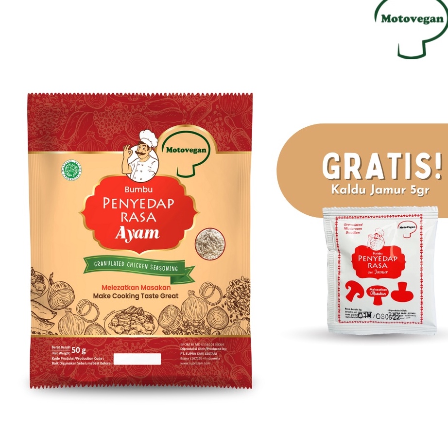 

Ready Motovegan Kaldu Ayam Non MSG 50 Gram Grosir