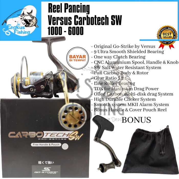Terlaris Reel Pancing Versus Carbotech Sw Terbaru 1000 - 6000 (9 Bearing) Murah