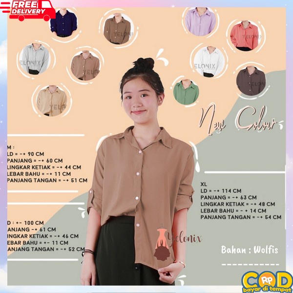 Blouse Jumbo Kemeja Oversize Wanita Blus Korean Style Putih Bsju Atasan Ootd Bliuse Premium Korea Ke
