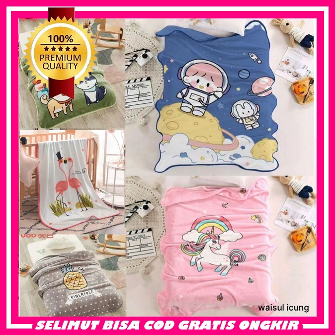 Selimut Bulu Jumbo Extra Tebal Import Slimut Anak Karakter Bulu Lembut Halus Selimut Karakter Dewasa
