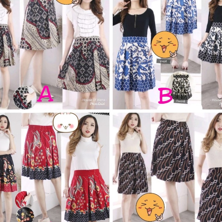 (F83✯] Rok Batik Pendek Grosir Bawahan Wanita Batik Rok Pendek Murah Rok Mini Batik Rok Casual Rok V