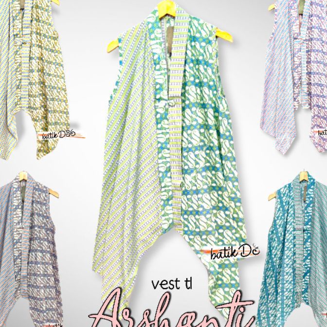 [❦N/4G✔] Grosir Seragam Vest Rompi Katun Jumbo Tanpa Lengan Arshanti Baju luar Outer motif batik tra