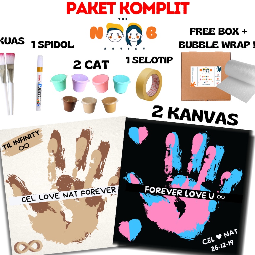 

[W.P◆P☀] Hand Painting Kit Canvas By The Noob Artist | Kanvas Cap Tangan Couple | Canvas 20x20 cm | Kanvas Lukis Tangan Couple siapp.dikirim..