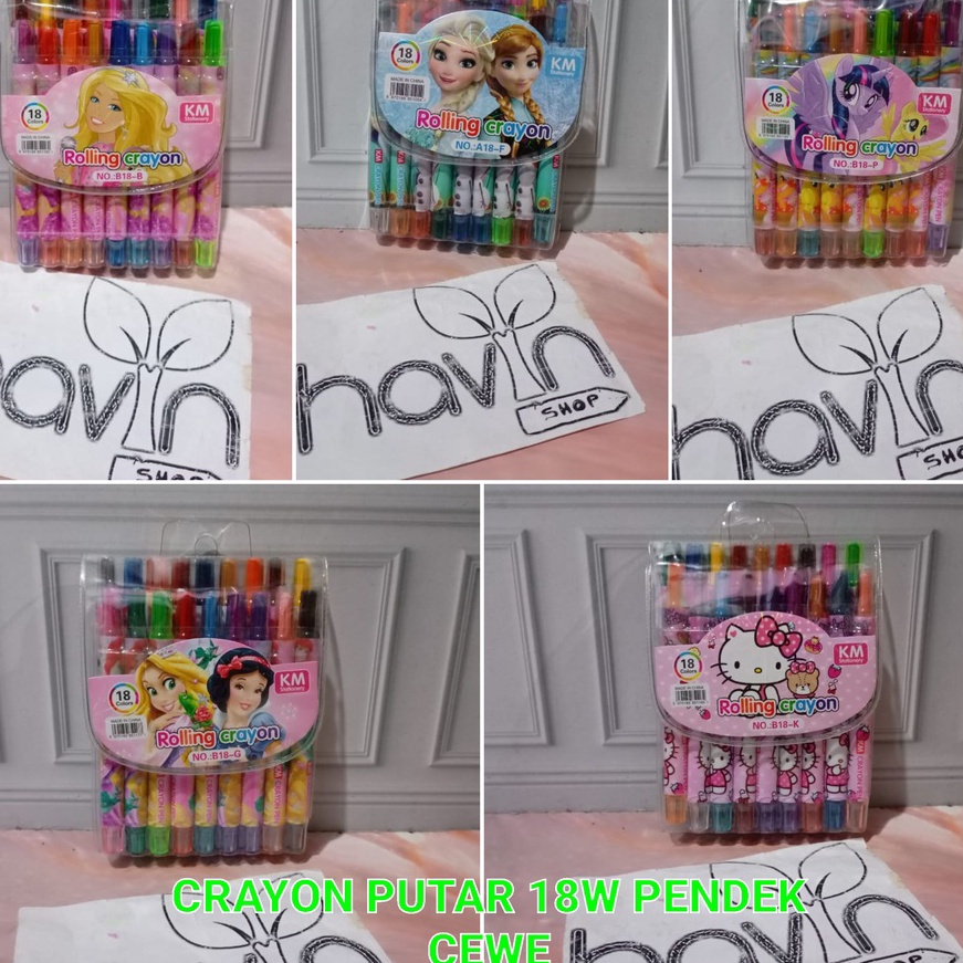 

[IG✪.3♡] CRAYON PUTAR PENDEK 12warna atau 18warna/krayon/rolling crayon/twist crayontrendiing..!