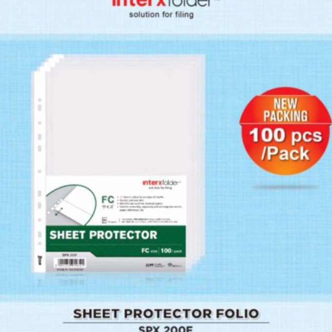 

(LO☀.J✯] Sheet Protektor Folio Inter X isi 100 lembar / Plastik FC PP pockettop.produk.!