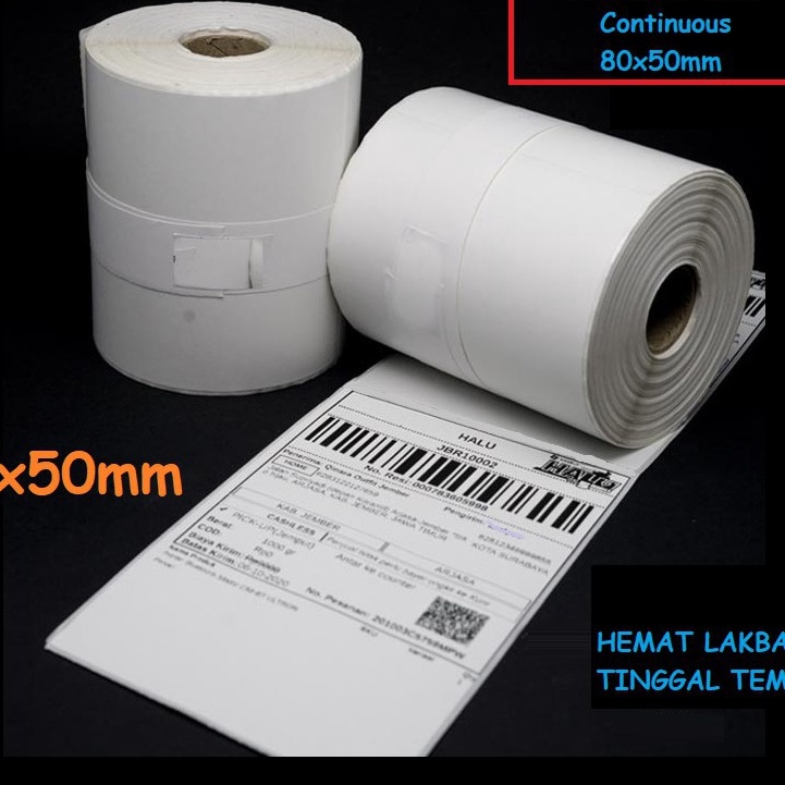 

[A-I»◆0> Mocute - Kertas Stiker Label Printer Thermal 80x50mm Continuous 80 x 15 Meter/ viiral!
