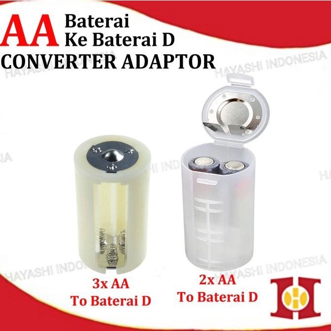 Converter Konverter Baterai 2 3 Pcs AA To D Batere Kecil A2 Ke Besar