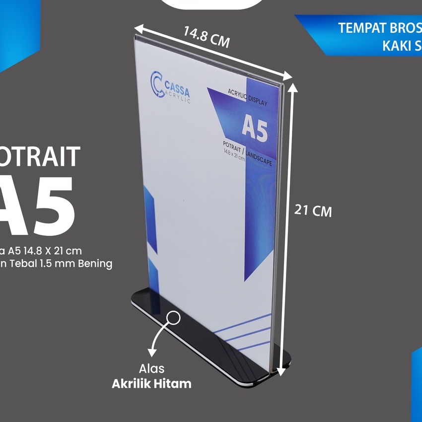 

[Y☆ K✪9) 【CASSA】AKRILIK STANDING / TEMPAT BROSUR A5 ALAS HITAM / NOMOR MEJA / TENT HOLDER / TENT CARD ACRYLIC VERTIKAL / berkualiitas.!!