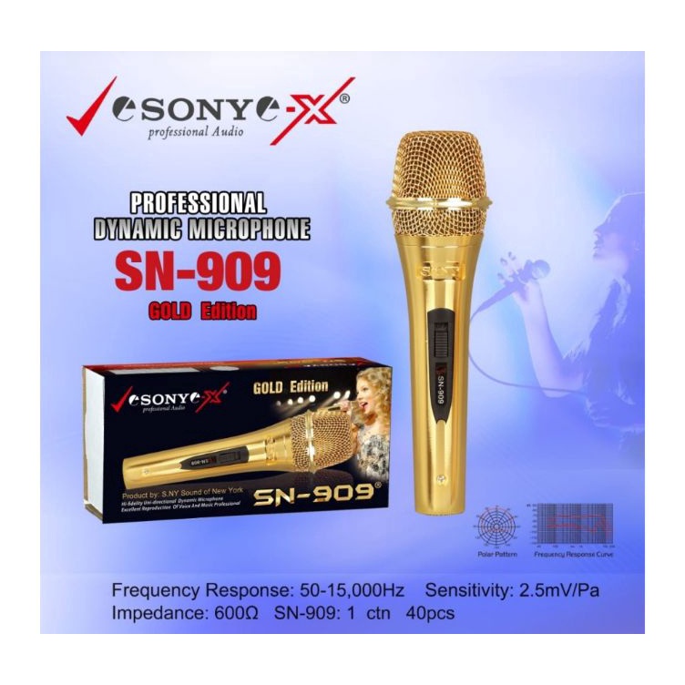 ➵ Microphone SONY 909 NEW GOLD Mic karaoke SONY SN 909 w Premium ♛.