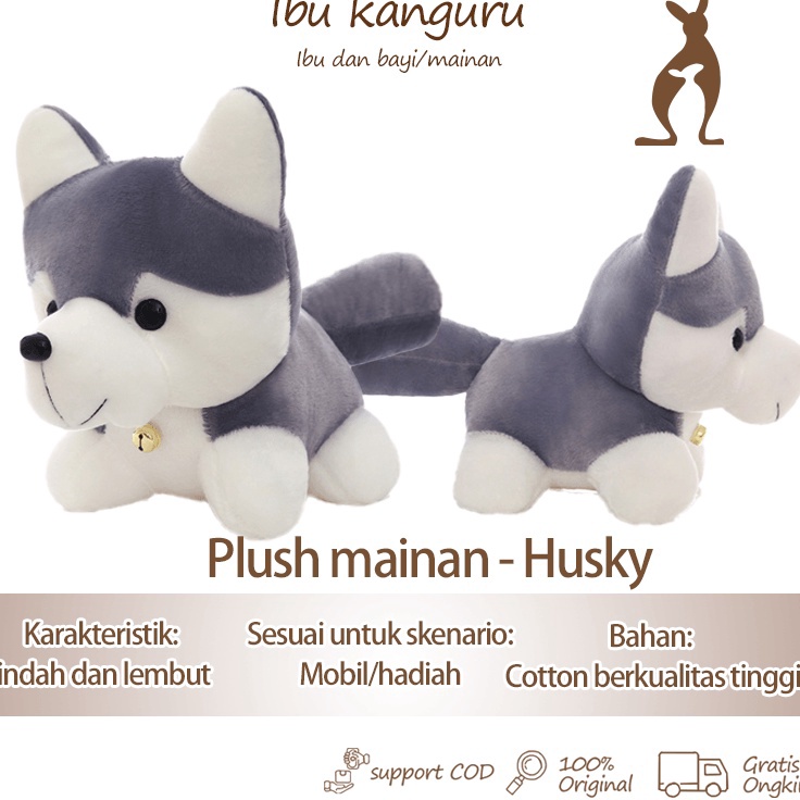 Vy 【Ibu Kanguru】BISA COD Boneka Husky Boneka Anjing Husky Doll Boneka Lucu 25cm/35cm/50cm Kain Halus