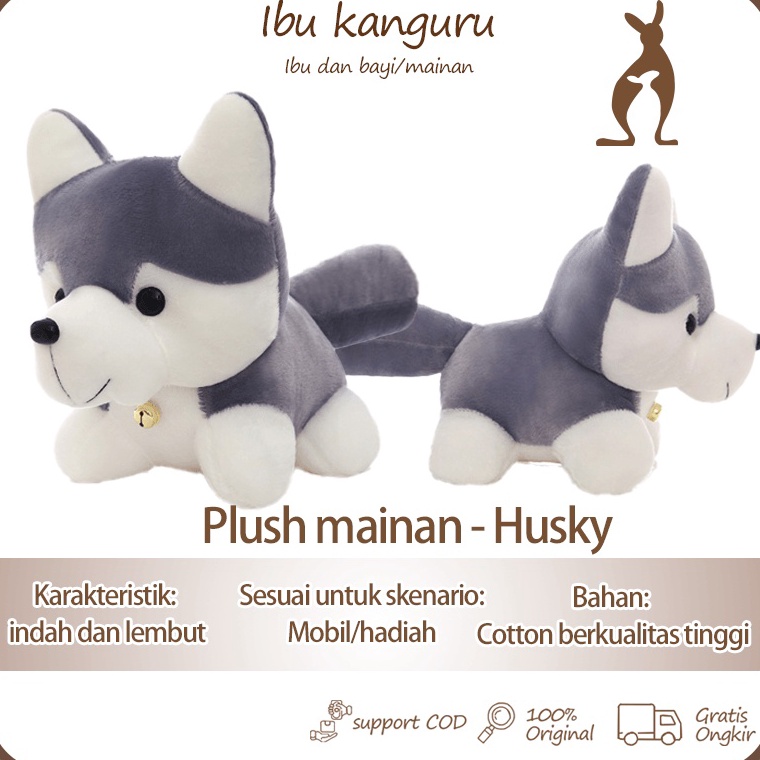 ★★★ Pzi 【Ibu Kanguru】BISA COD Boneka Husky Boneka Anjing Husky Doll Boneka Lucu 25cm/35cm/50cm Kain 