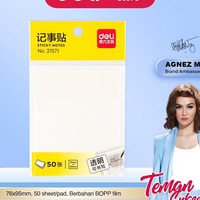 

[➸W✯M-H] Deli Semitransparent Sticky Notes / Memo Tempel Semi Transparan 76x95mm 50 Lembar/Pad Lem Kuat 21571viraal.!!
