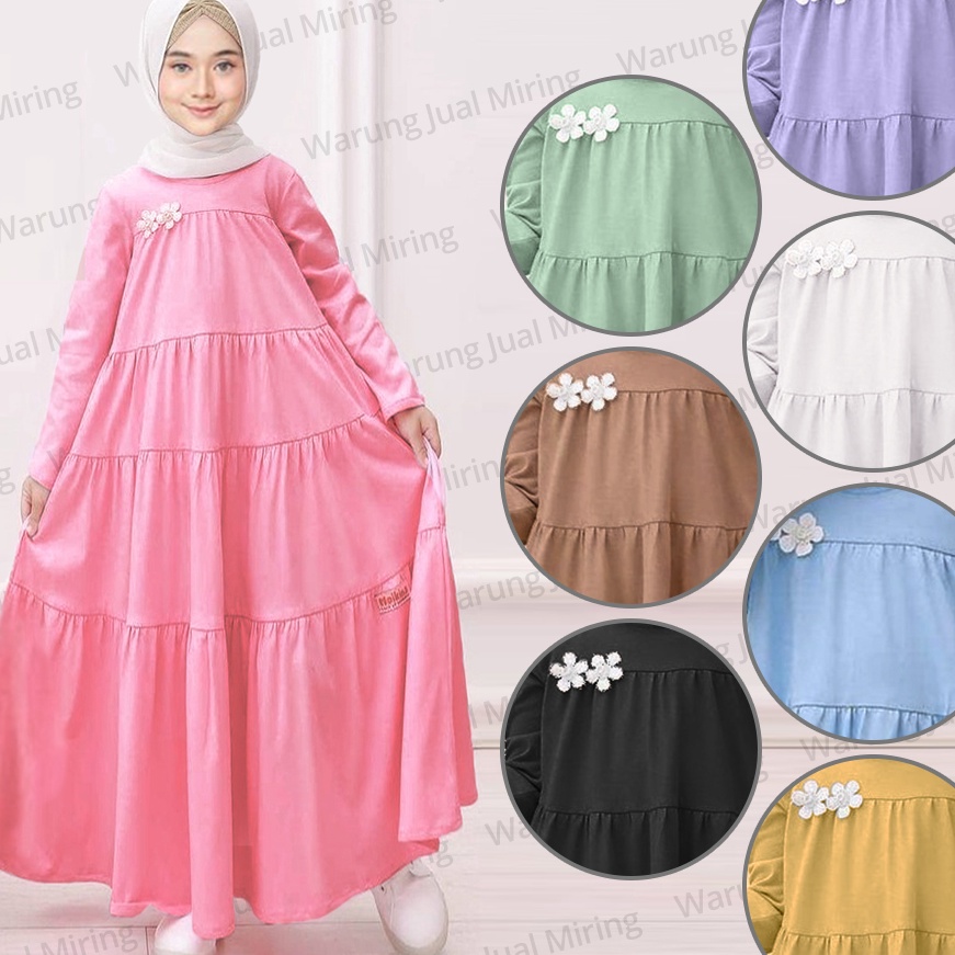 (☞✔ I3T> Gamis Susun Dewasa & Remaja - Model Rempel Lengan Panjang Bahan Jersey Polos Tanggung SMP S