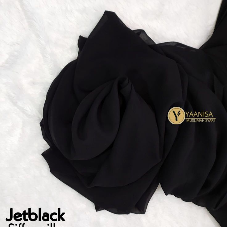 ✦JEON✦ sifon silky arab jetblack, siffon silky arab jetblack, kain sifon silky jetblack premium N5BA