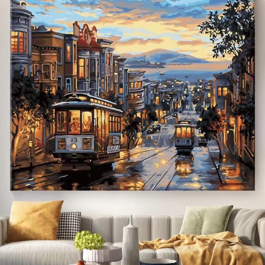 

[☼♪IX C) DIY Painting Canvas Paint By Number kit Lukisan 40x50cm / siapp.dikirim.!