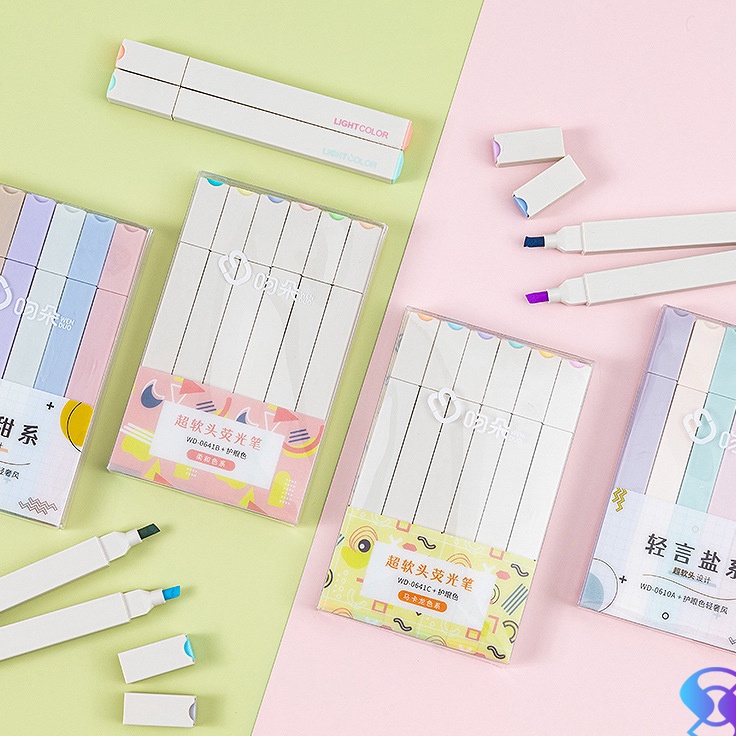 

QWHQ3873 COD MULTICOLOR pena stabilo siswa 6PCS/SET Stabilo / highlighter pastel 6 colors warna