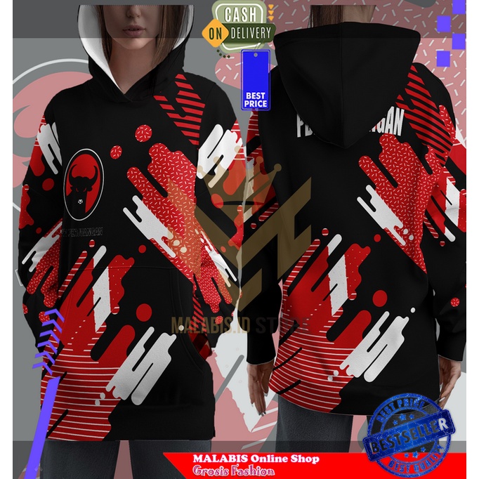 Jaket Hoodie Partai PDI Perjuangan 2023 2024  FULLPRINTING Wanita Premium Terbaru Art 1