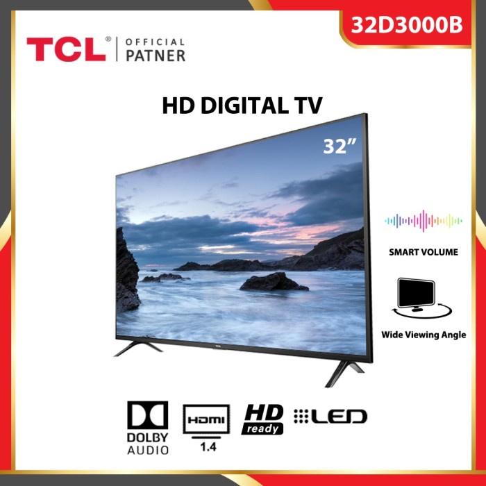 Tcl 32" 32D3000B - Tv Digital Simpel Dan Murah 32 Inch Televisi