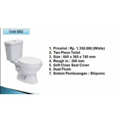 Volk 660 Two Piece Toilet / Kloset Duduk