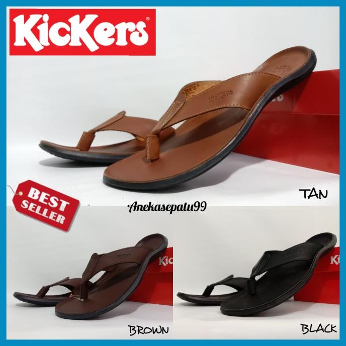 Sendal Kickers Pria - Sandal Jepit Kickers Kulit Asli