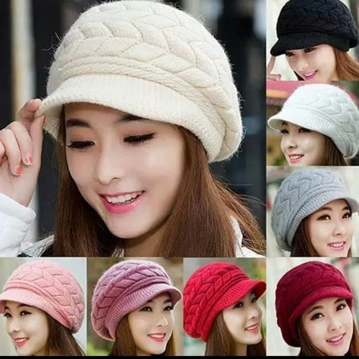 Topi Kupluk Wanita Rajut Korea Import Winter Berkualitas