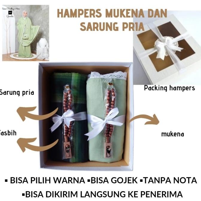 

HAMPERS KADO PENGANTIN/WEDDING MUKENA SARUNG FREE TASBIH &KARTU UCAPAN