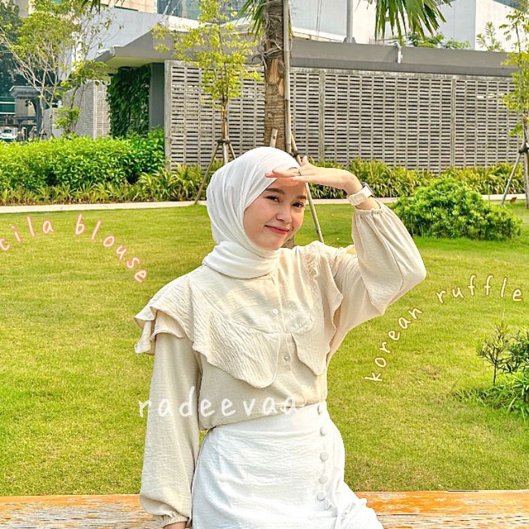 LANGSUNG ATC CILA BLOUSE RUFFLE SHOULDER KOREAN STYLE ATASAN WANITA
