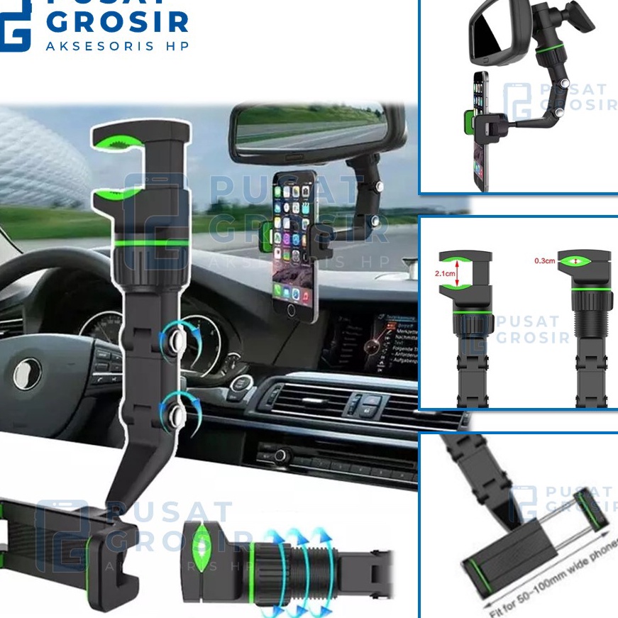 [12☼Q☞/D) Car phone holder HD55 HD-55 Original penyangga hp di mobil rearview mirror kaca tengah mob