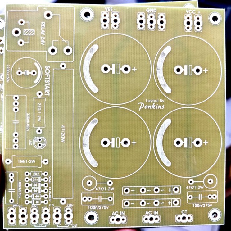 ➝VCb PCB PSU 4 elco + softstart fiber fr4 ✤ ➧