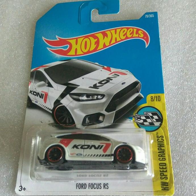 HOT WHEELS FORD FOCUS RS. HW SPEED GRAPHICS CARD 2015. KONI. PUTIH.