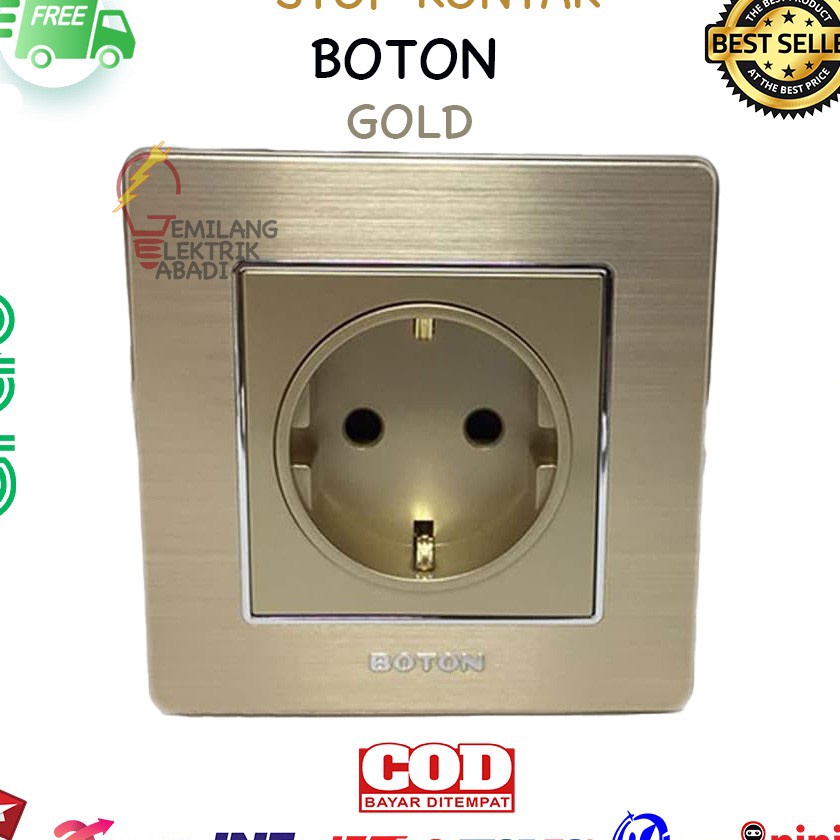 [J☀Z♡/K> STOP KONTAK BOTON MINIMALIS GOLD K2-009 TERMURAH MINIMALIST -siapp.dikirim.