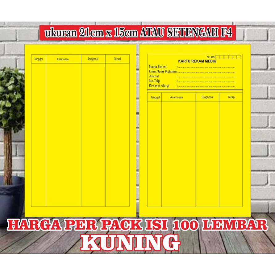 

(L❤❦H.N] Kartu Rekam Medis / Kartu Status Pasien Medical Record Ukuran 19cm x 15cm ISI 100/PACK / langsung.kiriim..