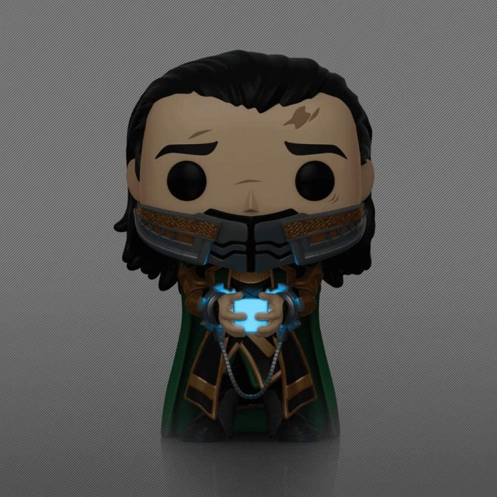 HOT SALE FUNKO POP MARVEL AVENGERS ENDGAME - LOKI ARRESTED WITH TESSERACT GLOW TERLARIS
