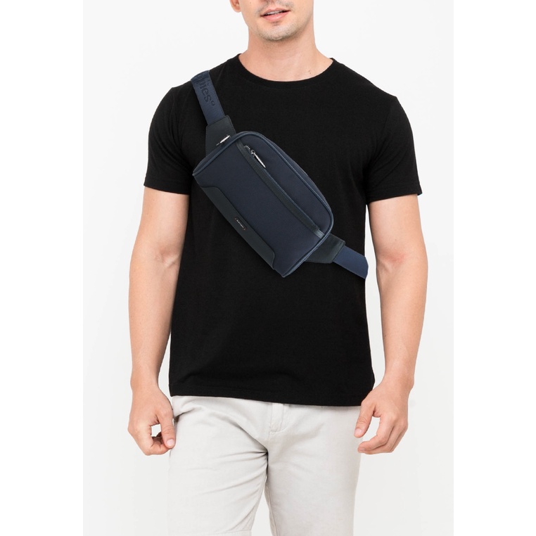 Tas Pinggang Hush Puppies Original Pria Waist Bag bernuansa monokrom untuk easy Santai Asli 100% Tre