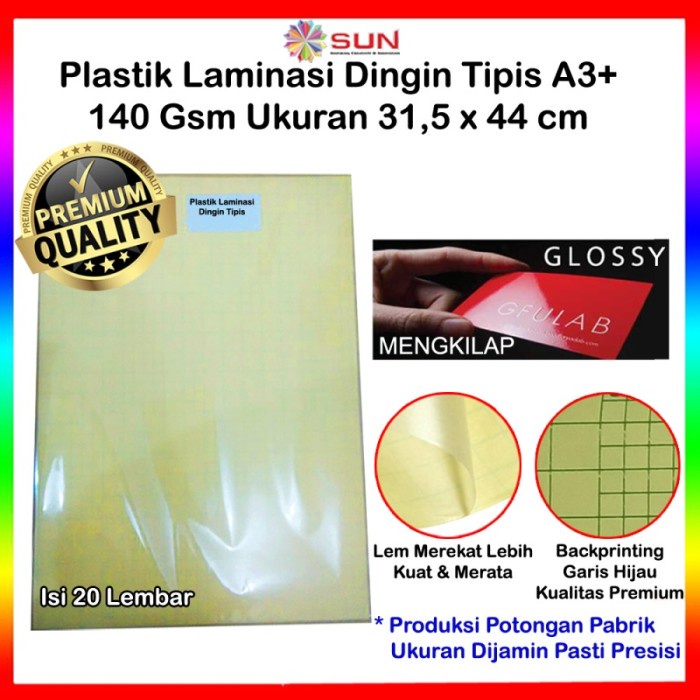 

Terlaris Plastik Laminasi Dingin Tipis Glossy A3 Isi 20 Lembar