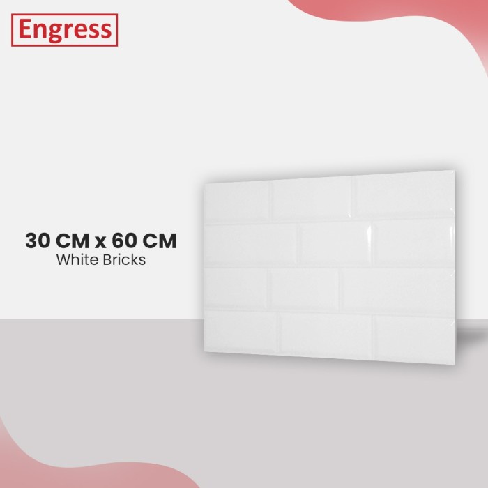 Keramik Dinding Motif Bata Putih Engress 30X60 White Brick Bevel Bestseller Pecah Belah