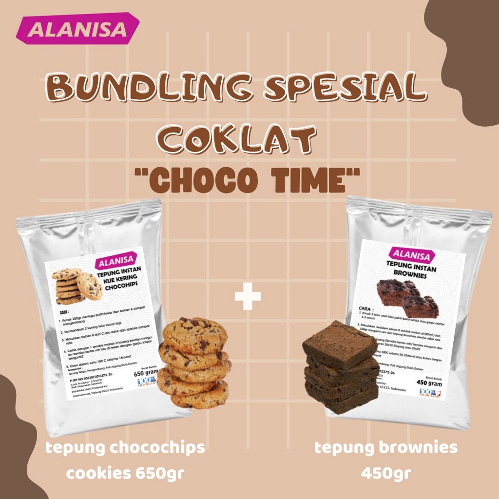 

Paket Bundling Spesial Coklat ( Tepung Chocochips Cookies + Tepung Brownies )