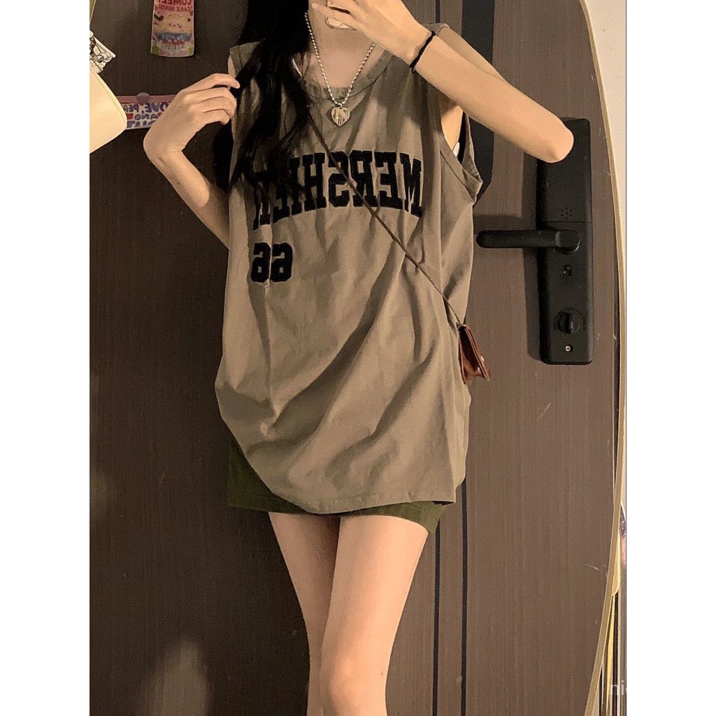 baju sport wanita/deker tangan wanita/kaos belang wanita/kaos oversize wanita/Rompi tanpa lengan ret