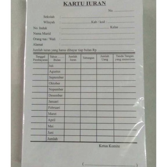 

(❦-HZP❤) Kartu Iuran Siswa / Bayaran Sekolah - SPP / BP3 / super.kerren♫!