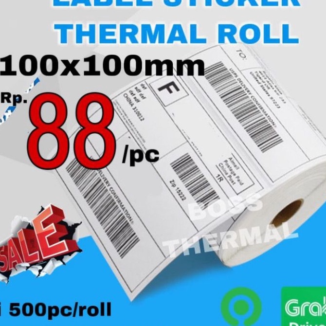 

(☼ S☼1Y) KERTAS LABEL THERMAL 100x100 isi 500 STICKER BARCODE THERMAL 10X10- paliing.laris.!