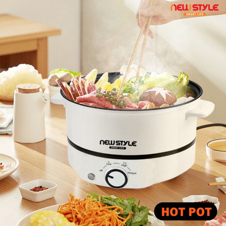 Harga Bersahabat.. Newstyle Panci Listrik Y09 Panci Listrik Multifungsi Lapisan Keramik Panci Elektr