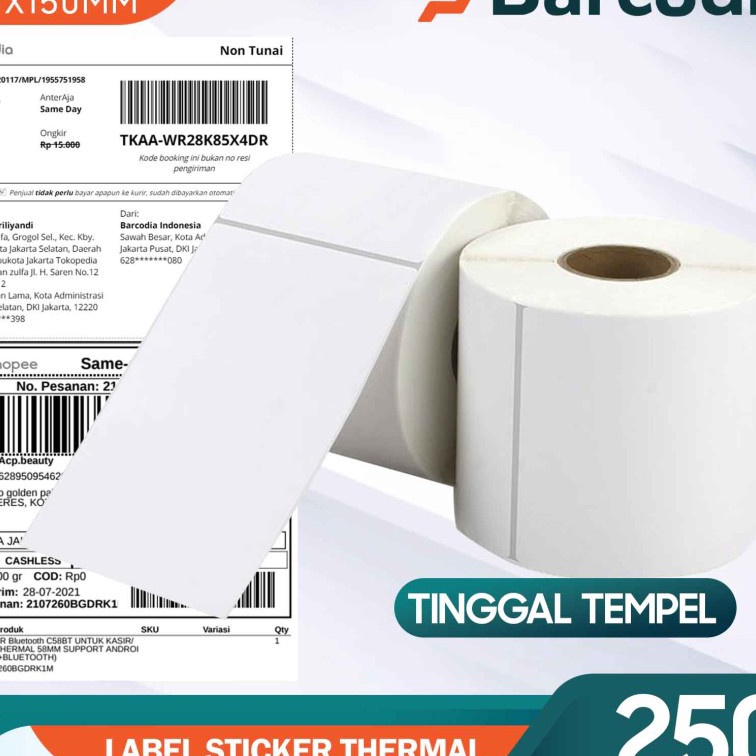 

[㊖WN/N☞) Kertas Label Barcode STIKER Thermal 100 x 150 mm - ISI 250PCS -berkualitas.